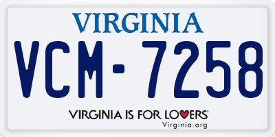 VA license plate VCM7258