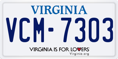 VA license plate VCM7303
