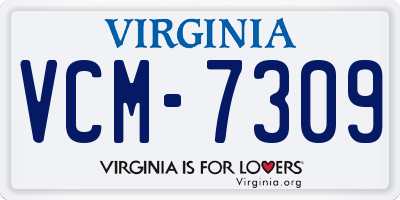 VA license plate VCM7309