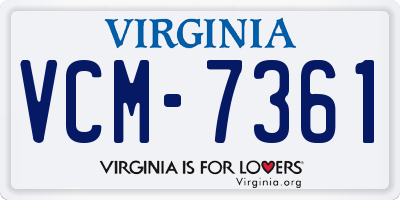 VA license plate VCM7361