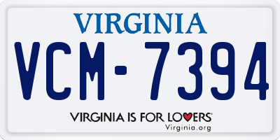 VA license plate VCM7394