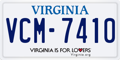 VA license plate VCM7410