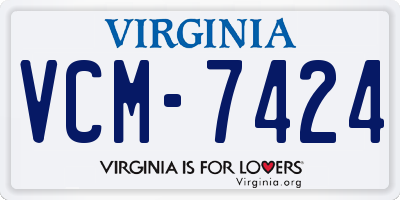 VA license plate VCM7424