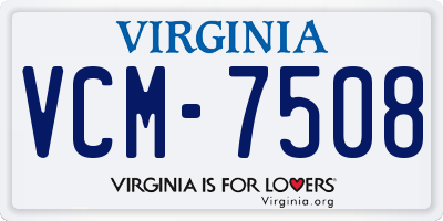 VA license plate VCM7508