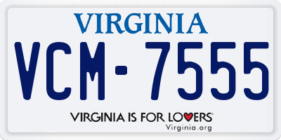 VA license plate VCM7555