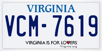 VA license plate VCM7619