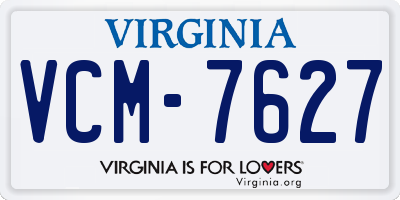 VA license plate VCM7627