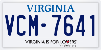 VA license plate VCM7641