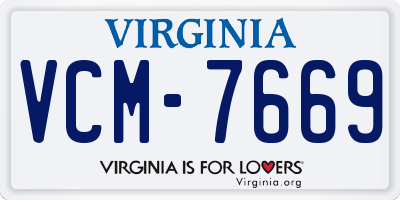VA license plate VCM7669
