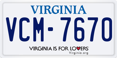 VA license plate VCM7670
