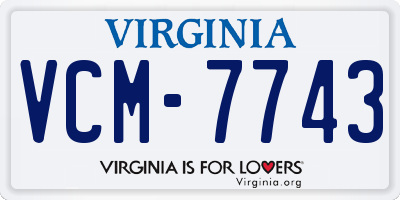VA license plate VCM7743
