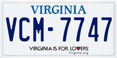 VA license plate VCM7747