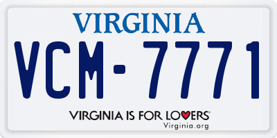 VA license plate VCM7771