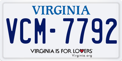 VA license plate VCM7792