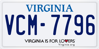 VA license plate VCM7796