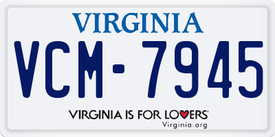 VA license plate VCM7945