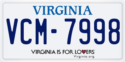 VA license plate VCM7998