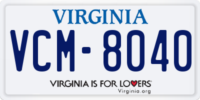 VA license plate VCM8040