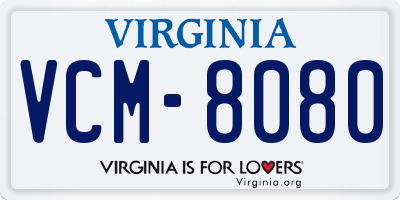 VA license plate VCM8080