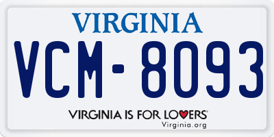 VA license plate VCM8093