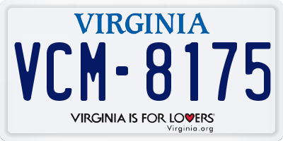 VA license plate VCM8175