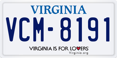 VA license plate VCM8191