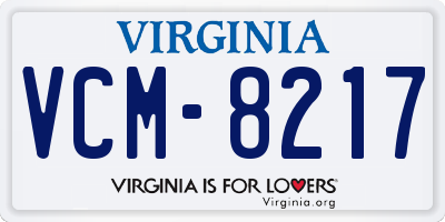 VA license plate VCM8217