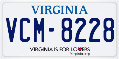 VA license plate VCM8228