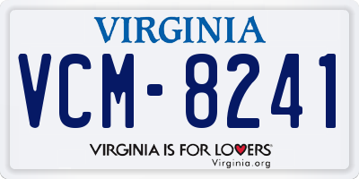 VA license plate VCM8241