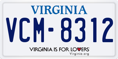 VA license plate VCM8312