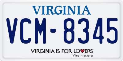 VA license plate VCM8345