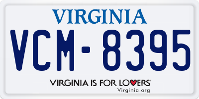 VA license plate VCM8395