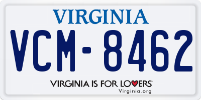 VA license plate VCM8462