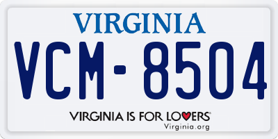 VA license plate VCM8504