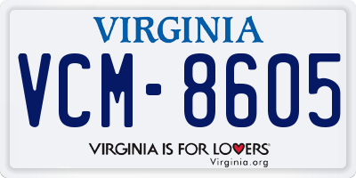 VA license plate VCM8605