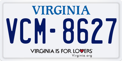VA license plate VCM8627