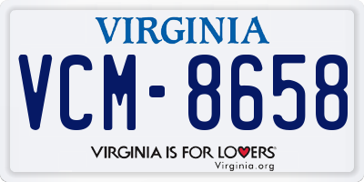 VA license plate VCM8658