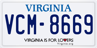 VA license plate VCM8669