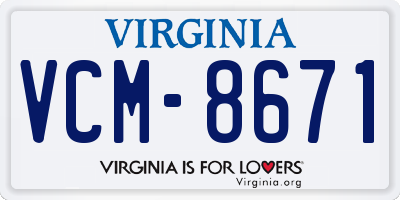 VA license plate VCM8671