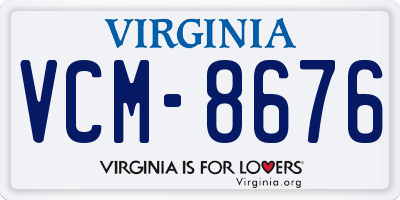 VA license plate VCM8676