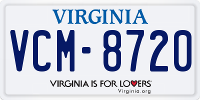 VA license plate VCM8720