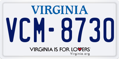 VA license plate VCM8730