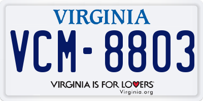 VA license plate VCM8803