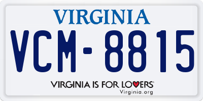 VA license plate VCM8815
