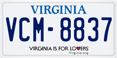 VA license plate VCM8837