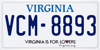 VA license plate VCM8893