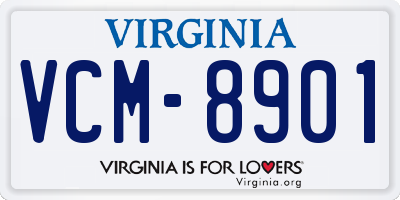 VA license plate VCM8901