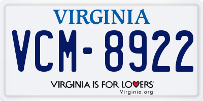 VA license plate VCM8922