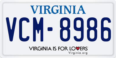 VA license plate VCM8986