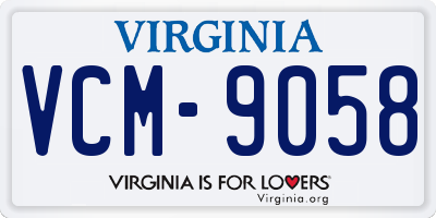 VA license plate VCM9058